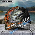 BlueJose Fishing Orange Camo Graphic Personalized Name Classic 3D Cap (13 Breeds)