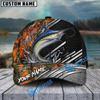 BlueJose Fishing Orange Camo Graphic Personalized Name Classic 3D Cap (13 Breeds)