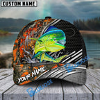 BlueJose Fishing Orange Camo Graphic Personalized Name Classic 3D Cap (13 Breeds)