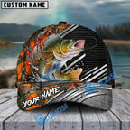 BlueJose Fishing Orange Camo Graphic Personalized Name Classic 3D Cap (13 Breeds)