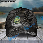 BlueJose Fishing Reaper Cracked Steel Skull Artwork Personalized Name Classic 3D Cap (13 Breeds)
