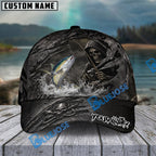 BlueJose Fishing Reaper Cracked Steel Skull Artwork Personalized Name Classic 3D Cap (13 Breeds)