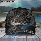 BlueJose Fishing Reaper Cracked Steel Skull Artwork Personalized Name Classic 3D Cap (13 Breeds)
