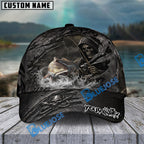 BlueJose Fishing Reaper Cracked Steel Skull Artwork Personalized Name Classic 3D Cap (13 Breeds)