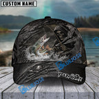 BlueJose Fishing Reaper Cracked Steel Skull Artwork Personalized Name Classic 3D Cap (13 Breeds)