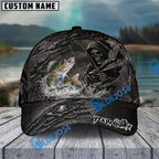 BlueJose Fishing Reaper Cracked Steel Skull Artwork Personalized Name Classic 3D Cap (13 Breeds)