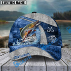 BlueJose Fishing Splash Water Fish Scale Lake View Personalized Name Classic 3D Cap (13 Breeds)