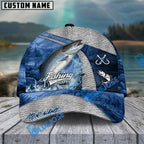 BlueJose Fishing Splash Water Fish Scale Lake View Personalized Name Classic 3D Cap (13 Breeds)