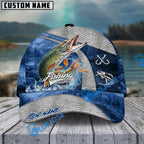 BlueJose Fishing Splash Water Fish Scale Lake View Personalized Name Classic 3D Cap (13 Breeds)