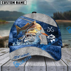 BlueJose Fishing Splash Water Fish Scale Lake View Personalized Name Classic 3D Cap (13 Breeds)