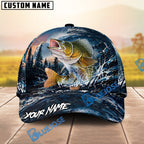 BlueJose Fishing Dark Blue Ocean Splash Personalized Name Classic 3D Cap (13 Breeds)