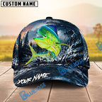 BlueJose Fishing Dark Blue Ocean Splash Personalized Name Classic 3D Cap (13 Breeds)