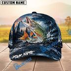 BlueJose Fishing Dark Blue Ocean Splash Personalized Name Classic 3D Cap (13 Breeds)
