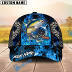 BlueJose Fishing Blue Flame Fishing Gear Design Personalized Name Classic 3D Cap (13 Breeds)