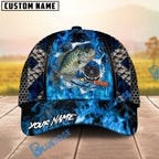 BlueJose Fishing Blue Flame Fishing Gear Design Personalized Name Classic 3D Cap (13 Breeds)