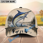 BlueJose Fishing Vintage Lake Scene Personalized Name Classic 3D Cap (13 Breeds)