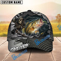 BlueJose Fishing Skull Angler Torn Metal Personalized Name Classic 3D Cap (13 Breeds)