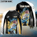 BlueJose Bass Fishing Black Gold Design Pattern New Custom Name & Team Name 3D Shirts