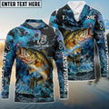 BlueJose Bass Fishing Blue Fishing Skin Pattern Name & Team Name 3D Shirts