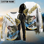 BlueJose Crappie Fishing Black Golden Hook Name & Team Name 3D Shirts
