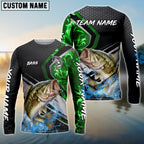 BlueJose New Bass Fishing Smoke Premium Custom Name & Team Name 3D Shirts (2 Colors)