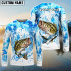 BlueJose Bass Fishing Blue Sea Catching Design Name & Team Name 3D Shirts