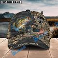 BlueJose Bass Fishing American Flag Map Camo Pattern Personalized Cap