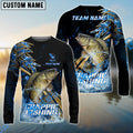 BlueJose Crappie Fishing Hooked Jump Splash Custom Name & Team Name 3D Shirts
