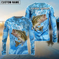 BlueJose Bass Fishing Catch The Blue Wave Custom Name & Team Name 3D Shirts