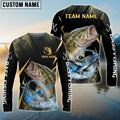 BlueJose Bass Fishing Golden With Skinfish Pattern Custom Name & Team Name 3D Shirts