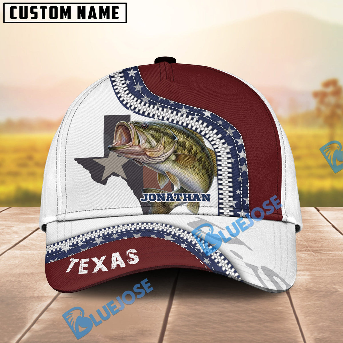 BlueJose Personalized Texas Fishing US Cap