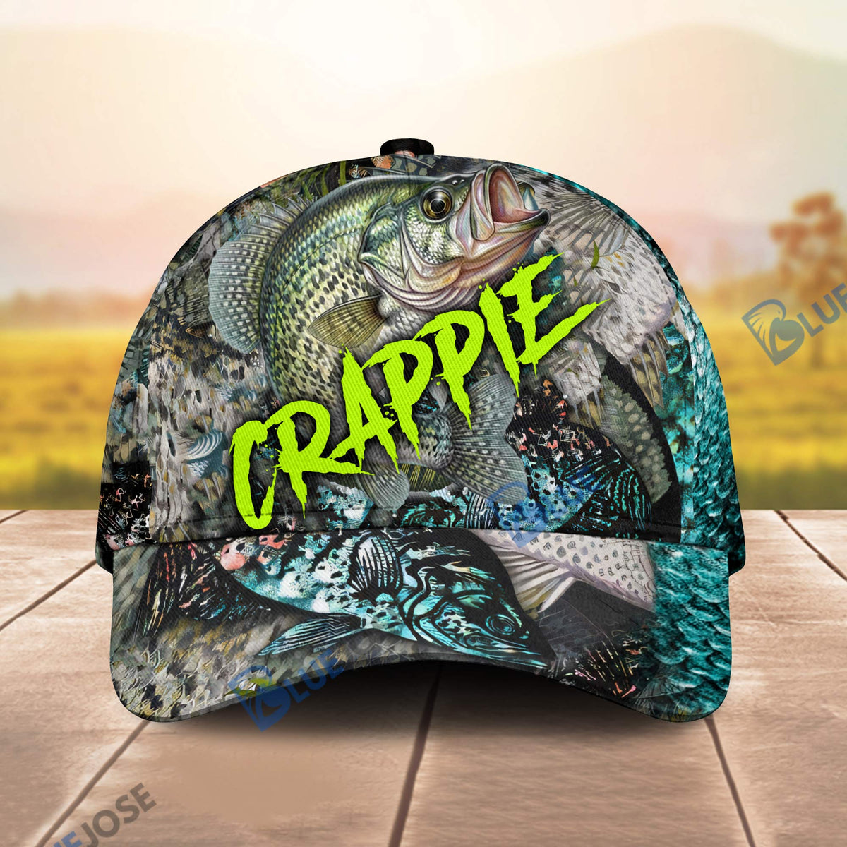 BlueJose Personalized Crappie On Skin Fishing Cap