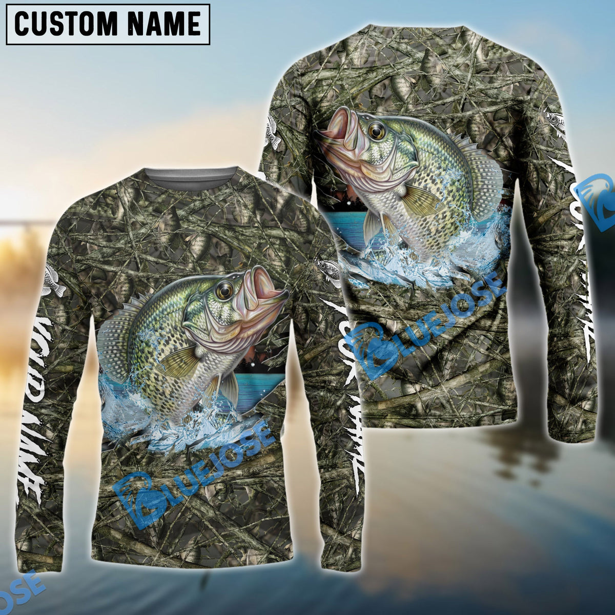 BlueJose Crappie Fishing Camouflage Custom Name Shirts