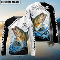 BlueJose Bass Fishing Black White Water Flow Custom Name & Team Name 3D Shirts