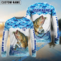 BlueJose Bass Fishing Blue Water Camo Custom Name & Team Name 3D Shirts