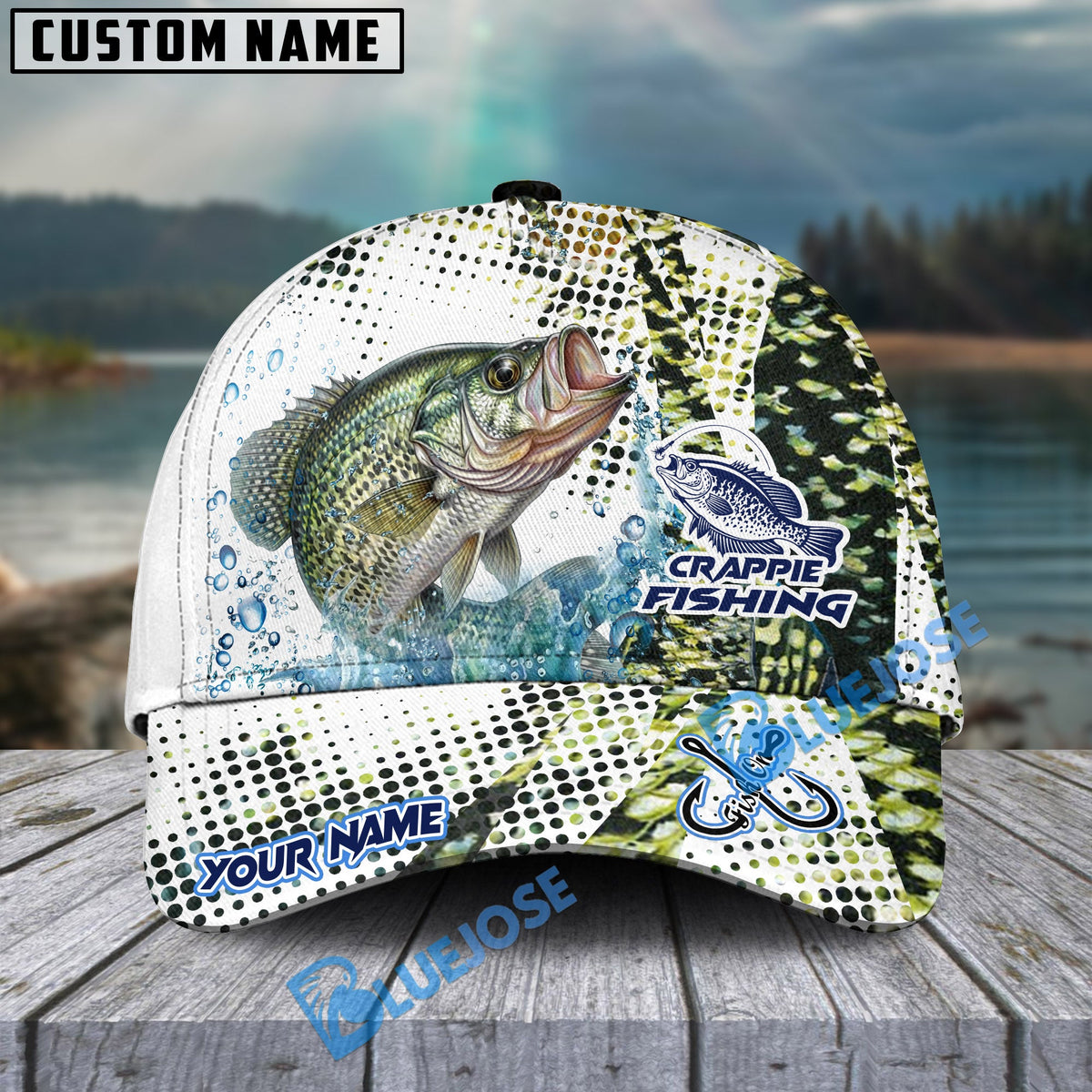 BlueJose Personalized Crappie Fishing Skinfish Water Sport Pattern Classic Cap