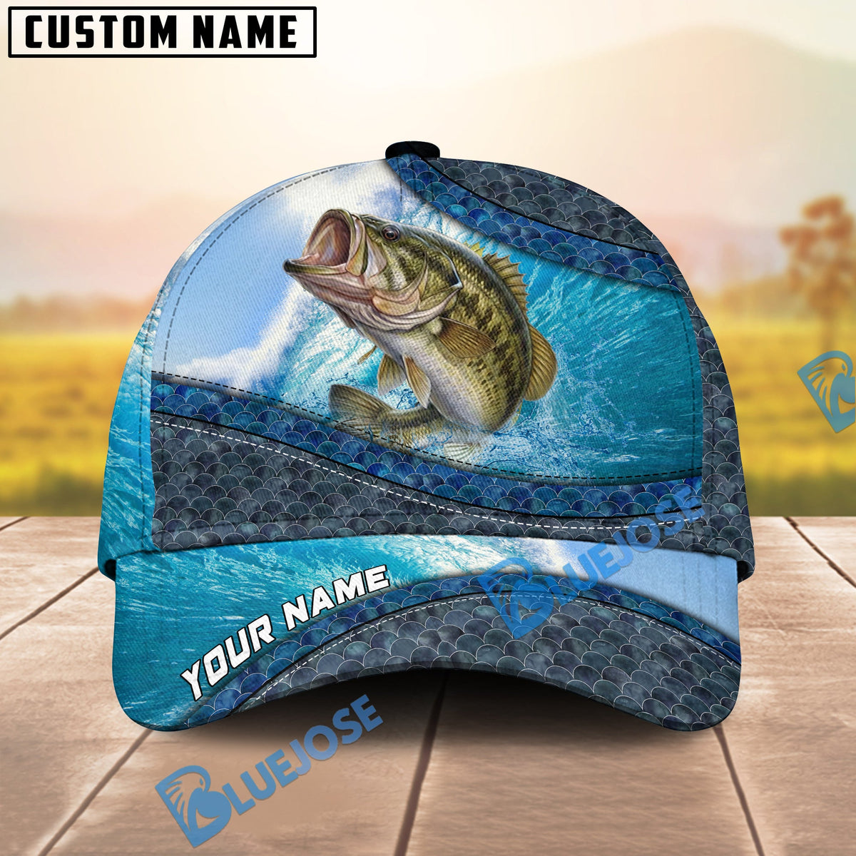 BlueJose Magic Bass Fishing Personalized Cap