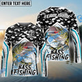 BlueJose Bass Fishing Black Camo Sport Custom Name & Team Name 3D Shirts
