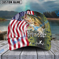 BlueJose Personalized Bass Skin American Flag Fishing Classic Cap