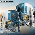 BlueJose Bass Fishing Blue Fin Bling Camo Sport Custom Name & Team Name 3D Shirts