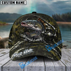 BlueJose Fishing Camouflage Water Splash Rod Reel Personalized Cap (13 Breeds)