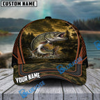 BlueJose Fishing Forest Camo Orange Trim Personalized Cap (13 Breeds)