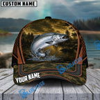 BlueJose Fishing Forest Camo Orange Trim Personalized Cap (13 Breeds)