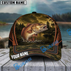 BlueJose Fishing Forest Camo Orange Trim Personalized Cap (13 Breeds)