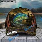 BlueJose Fishing Forest Camo Orange Trim Personalized Cap (13 Breeds)