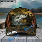 BlueJose Fishing Forest Camo Orange Trim Personalized Cap (13 Breeds)