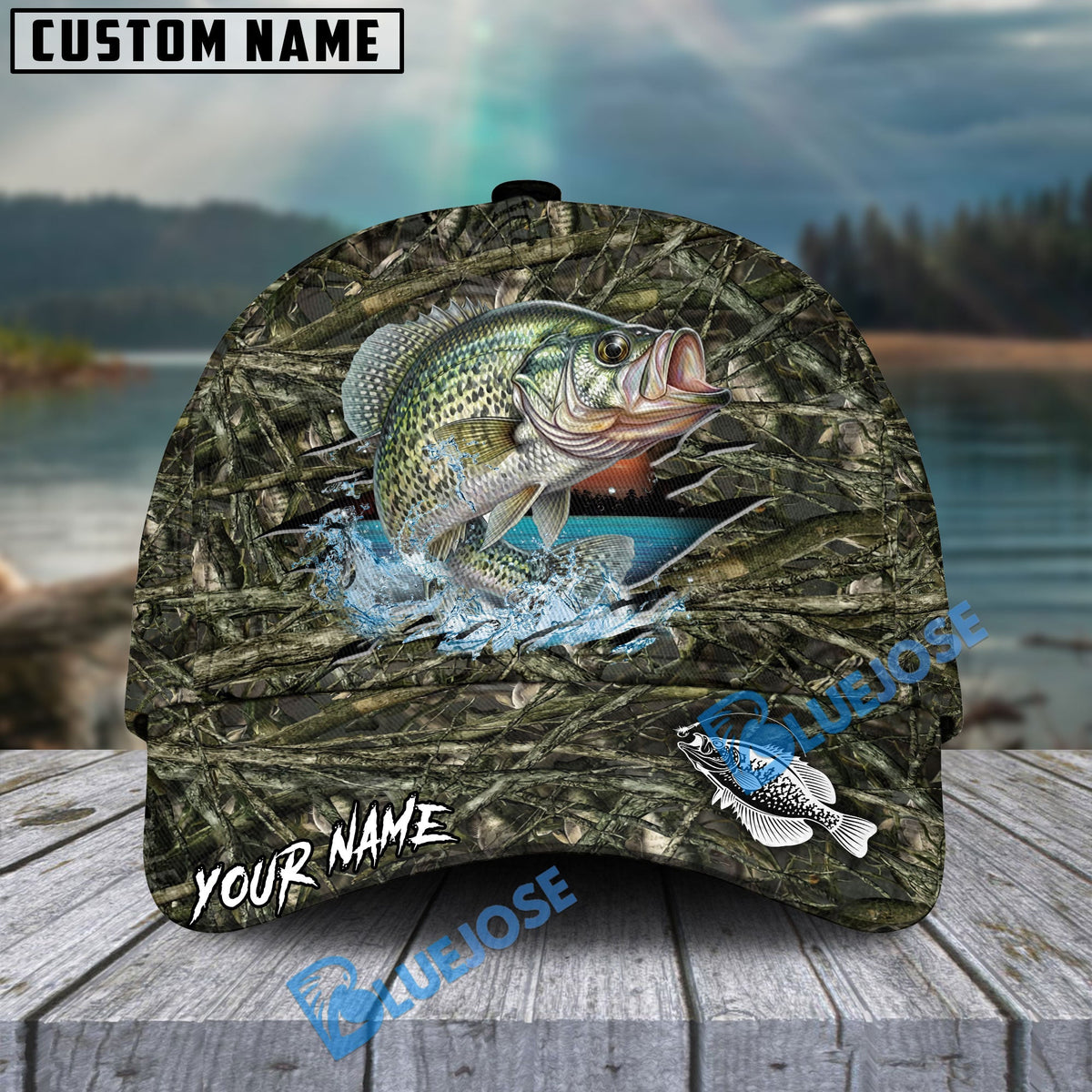 BlueJose Crappie Fish Camouflage Personalized Cap