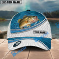 BlueJose Bass Fishing Blue Water Pattern Personalized Cap