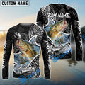 BlueJose Bass Fishing Black White Maori Custom Name & Team Name 3D Shirts