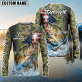 BlueJose Bass Fishing American Flag Camo Cross Skin Custom Name & Team Name 3D Shirts